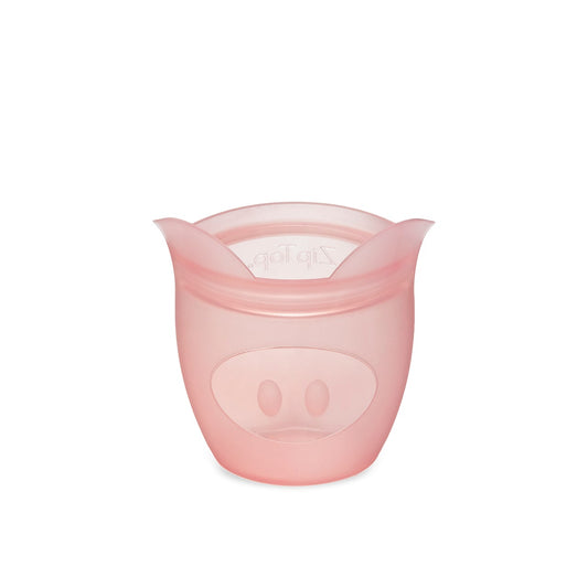 Zip Top Reusable Baby + Kid Snack Containers 100% Silicone, Pink Pig, -- ANB Baby